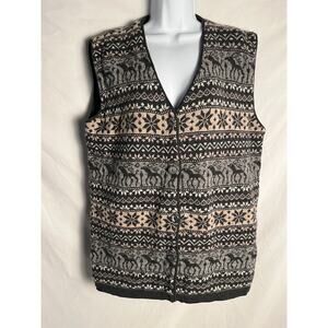Maglia Donna Wool Vest 1X Made in Italy Fair Isle Nordic Pattern Button Up